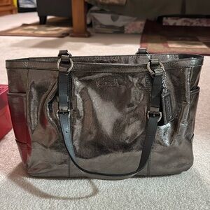 Metallic coach double handle purse